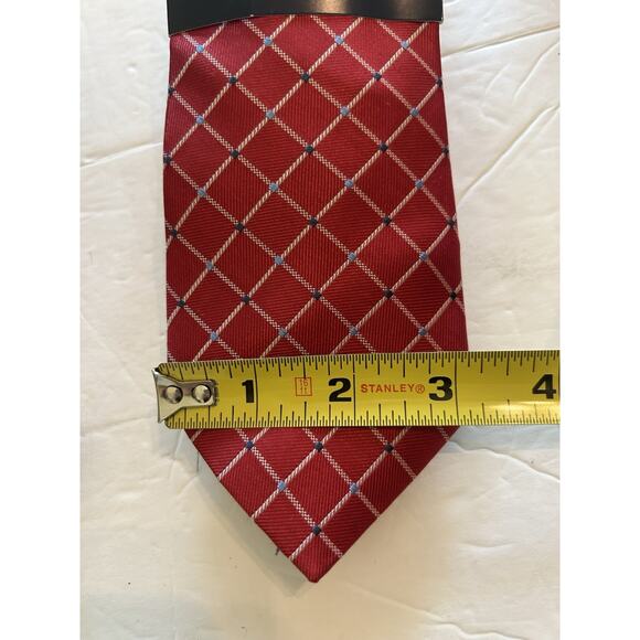 NWT NAUTICA Silk Repp Necktie Mens 3.25" Red Blue Diamond Pattern Tie Classic - Picture 4 of 4